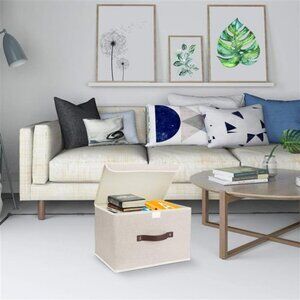 Foldable Storage Boxes with Lids 3 Pack - Beige